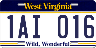 WV license plate 1AI016