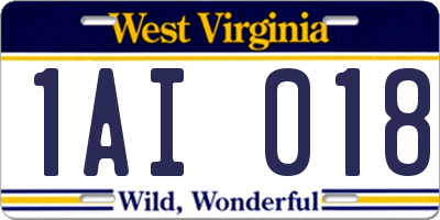 WV license plate 1AI018