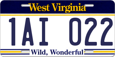 WV license plate 1AI022