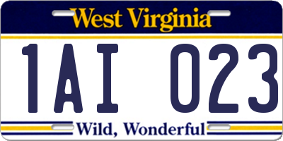 WV license plate 1AI023