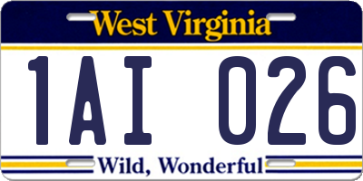 WV license plate 1AI026