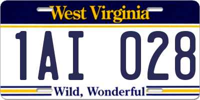 WV license plate 1AI028