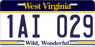 WV license plate 1AI029