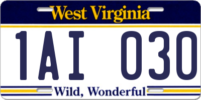 WV license plate 1AI030