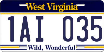 WV license plate 1AI035