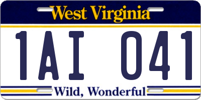 WV license plate 1AI041