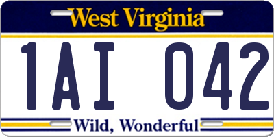 WV license plate 1AI042