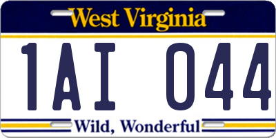 WV license plate 1AI044