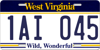 WV license plate 1AI045