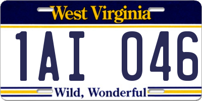 WV license plate 1AI046