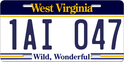 WV license plate 1AI047