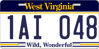 WV license plate 1AI048