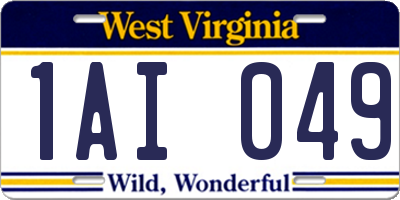 WV license plate 1AI049