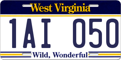 WV license plate 1AI050