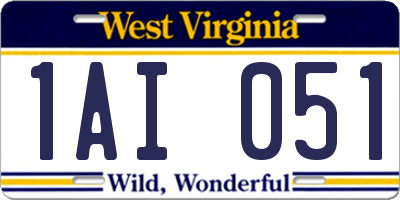 WV license plate 1AI051