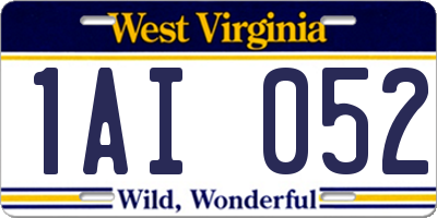 WV license plate 1AI052