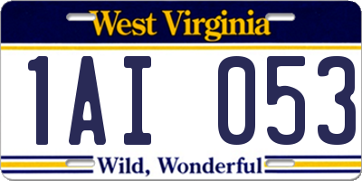 WV license plate 1AI053