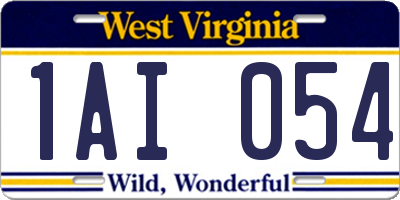 WV license plate 1AI054