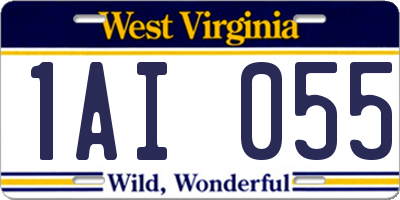 WV license plate 1AI055