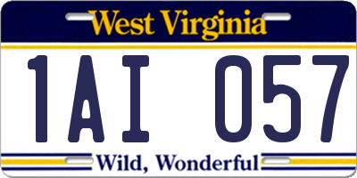 WV license plate 1AI057