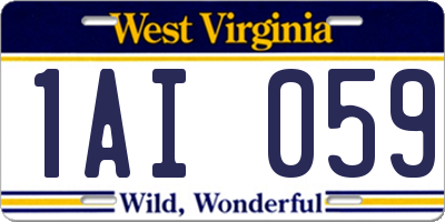 WV license plate 1AI059