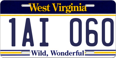 WV license plate 1AI060