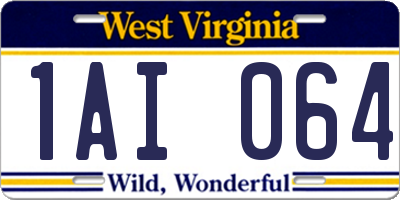 WV license plate 1AI064