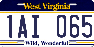 WV license plate 1AI065