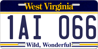 WV license plate 1AI066