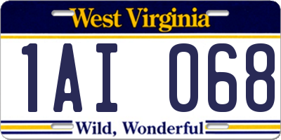 WV license plate 1AI068