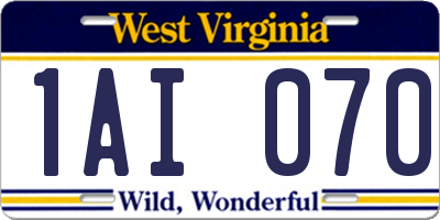 WV license plate 1AI070