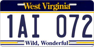 WV license plate 1AI072