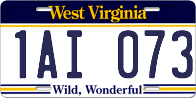 WV license plate 1AI073