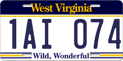 WV license plate 1AI074