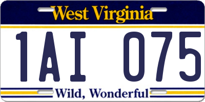 WV license plate 1AI075