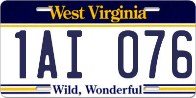 WV license plate 1AI076