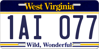 WV license plate 1AI077