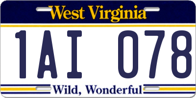 WV license plate 1AI078