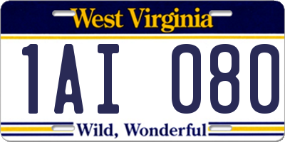 WV license plate 1AI080