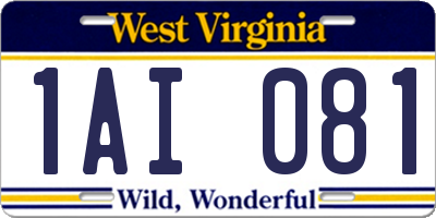 WV license plate 1AI081