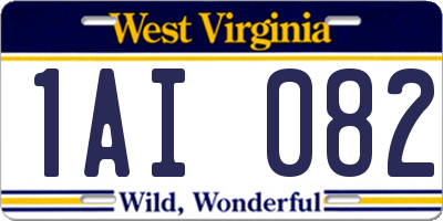 WV license plate 1AI082