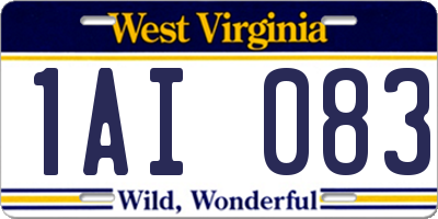 WV license plate 1AI083