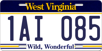 WV license plate 1AI085