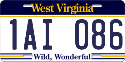 WV license plate 1AI086