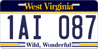 WV license plate 1AI087