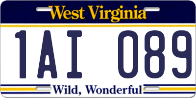 WV license plate 1AI089