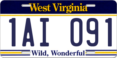 WV license plate 1AI091