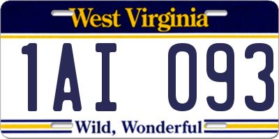 WV license plate 1AI093