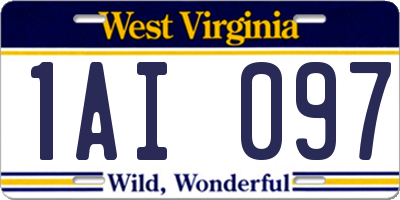 WV license plate 1AI097