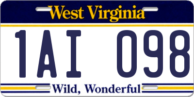 WV license plate 1AI098